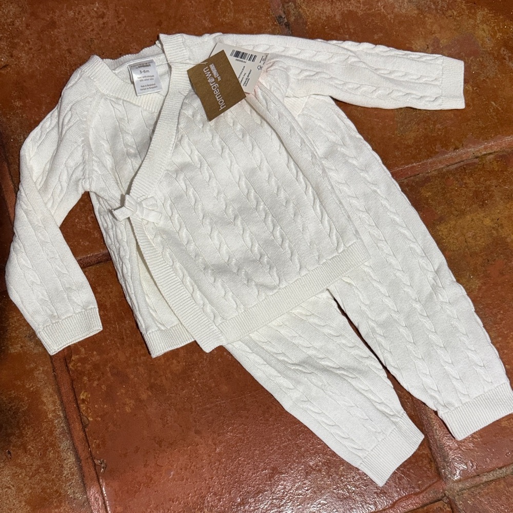Gymboree Cream Cable Knit Kids Pajama Set